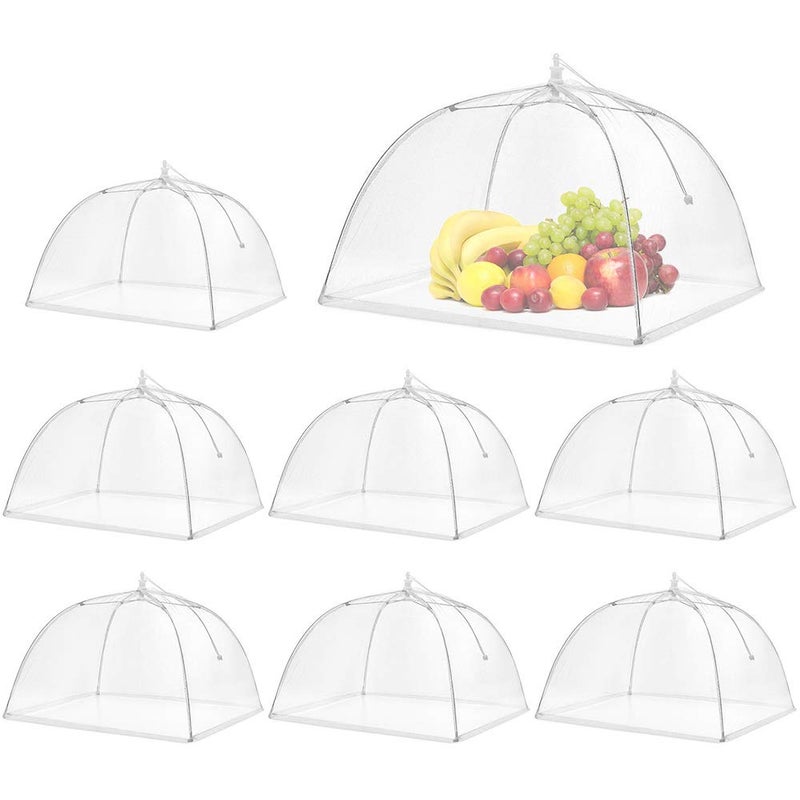 SPANLA Mesh Food Covers, 8 Pack Large and Tall Food Covers for Outside, 17"x17" Pop-Up Mesh Food Covers Tent Umbrella for Outdoors, Screen Tents, Parties Picnics, BBQs, Reusable and Collapsible - Image 1
